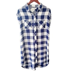 BLL New York Navy and White Large Check Dress Size Large